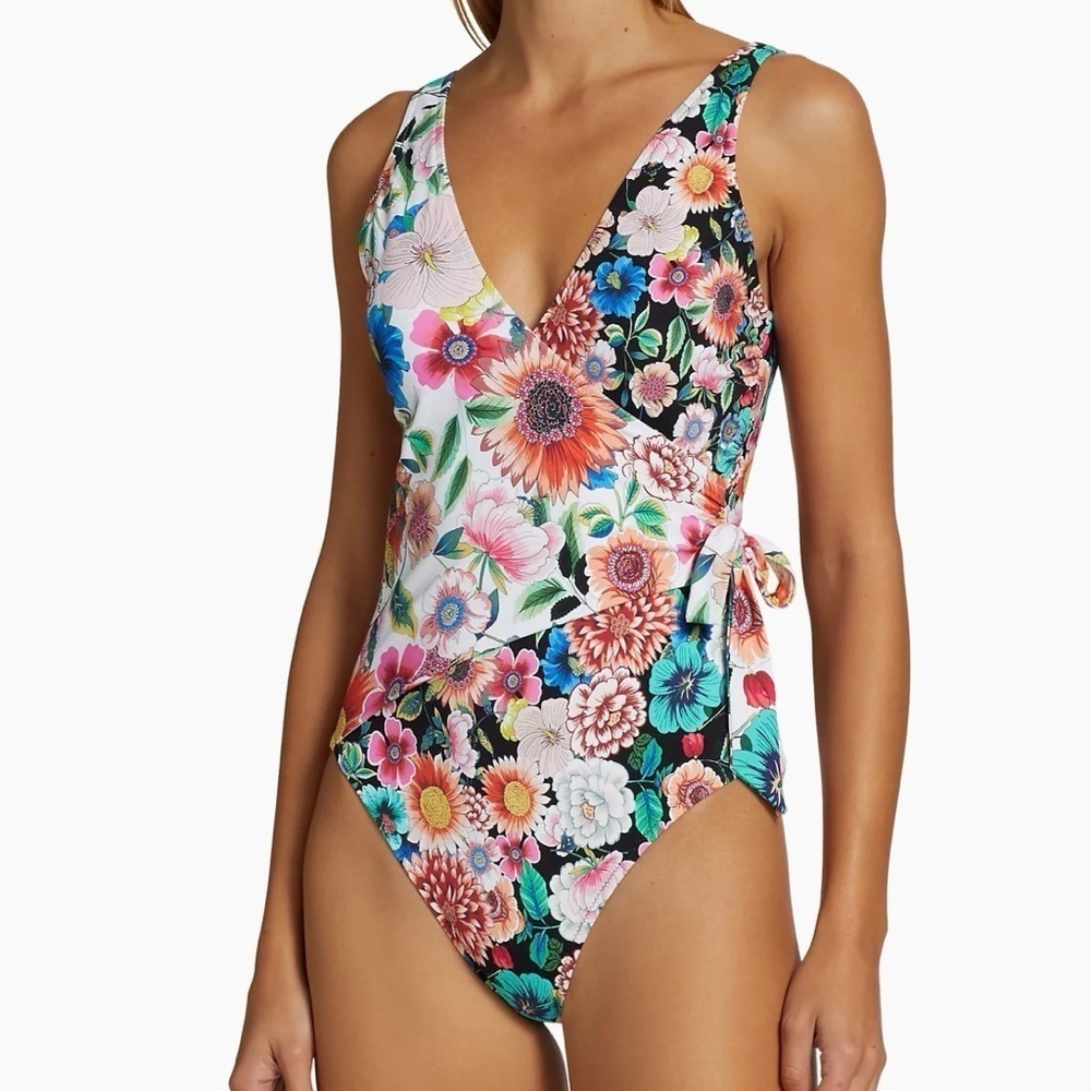 Johnny Was Floral Mirror & Evening Palace Wrap One Piece Swimsuit Sm